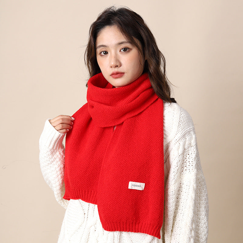 Women's & Men's High Sense Korean Style Warm Knitted Pure Color Scarfs