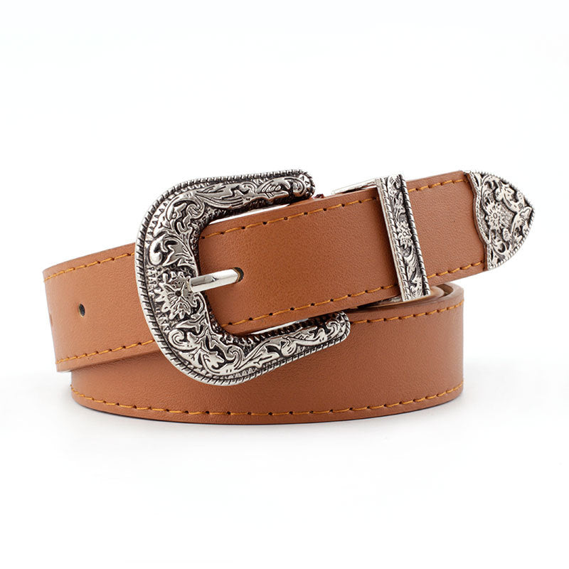 Women's Of Popular Carved Three-piece Retro Casual Versatile Belts