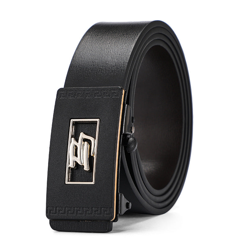 Men's Leather Inner Wear Pattern Toothless Automatic Buckle Belts