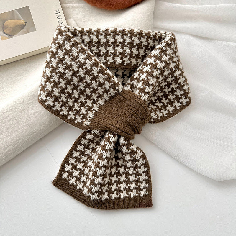 Women's Knitted Small Korean Warm Perforated Neck Protection Scarfs