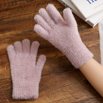 Color Cute Warm Fluffy Soft Glutinous Gloves