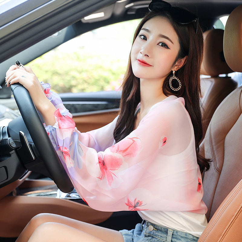 Women's Uv Driving Cycling Long Cuff Chiffon Scarfs