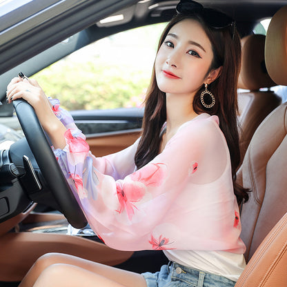 Women's Uv Driving Cycling Long Cuff Chiffon Scarfs