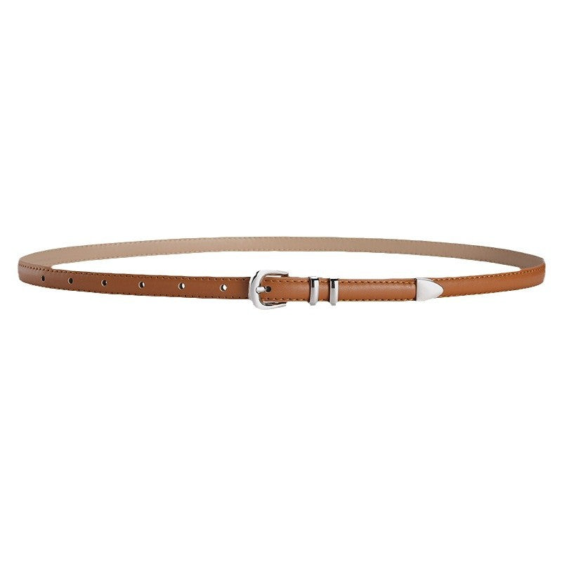 Women's Set Sier Buckle Thin High-grade Versatile Simple Belts