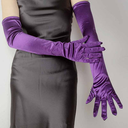 Women's Lengthened Satin Stretch Vintage Dress Bride Gloves