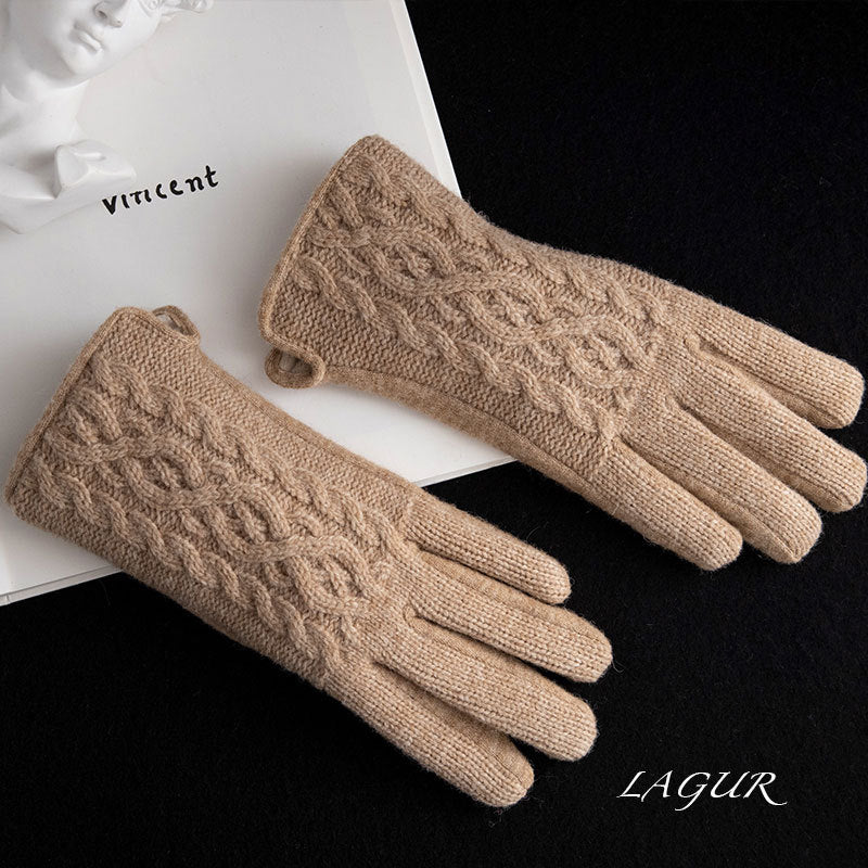 Women's Wool British Retro Twist Thickened Winter Gloves