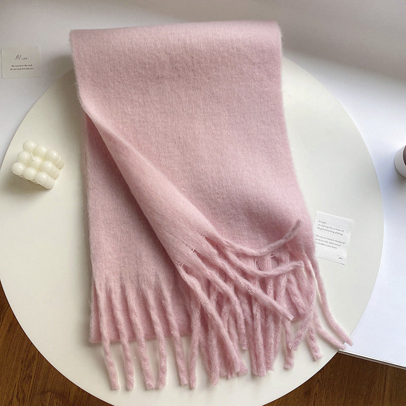 Fluffy Idle Style Solid Color Large Scarfs