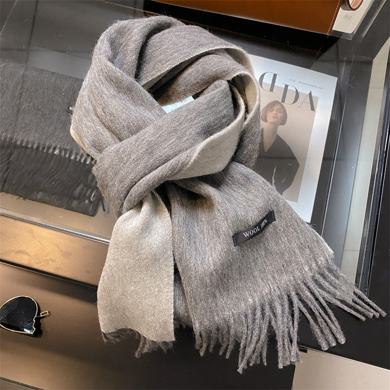 Women's & Men's Double-sided Solid Color Matching Tassel Threading Scarfs