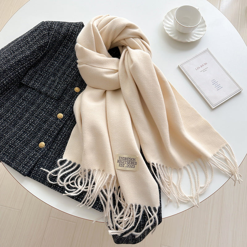 Women's Korean Double-sided Artificial Cashmere Pure Color Warm Scarfs