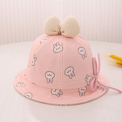 Spring Autumn Grade Bucket Hat Soft Sweet Bow Kids' Headwear