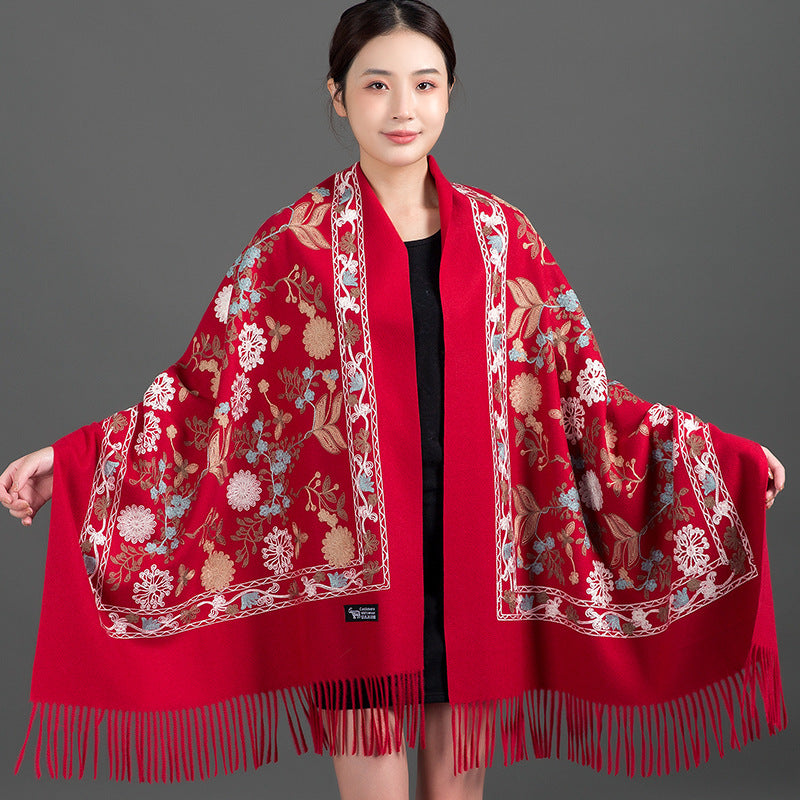 Women's Red For Fashion Mom Long Shawl Scarfs