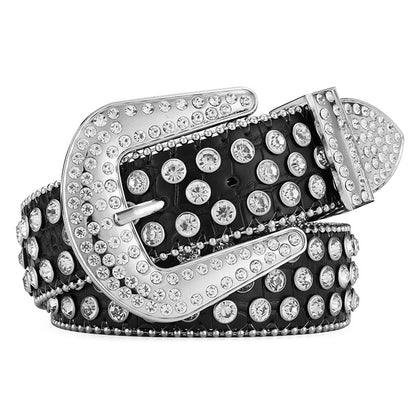 Women's & Men's Fashion Punk Rock Rivet Rhinestone Inlaid Wide Belts