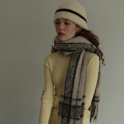 Women's Swedish Designer Model Wool Neutral Color Scarfs