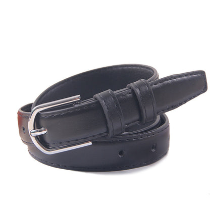 Women's Simple Sier Buckle Black Korean Style Belts