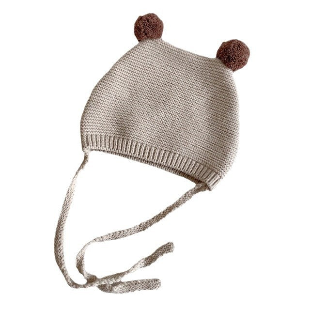 Ball Knitted Hat Male Female Ear Protection Wool Kids' Headwear