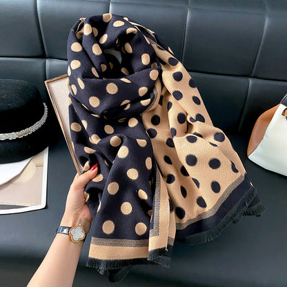 Women's For Outerwear Korean Style Polka Dot Double-sided Color Stitching Scarfs