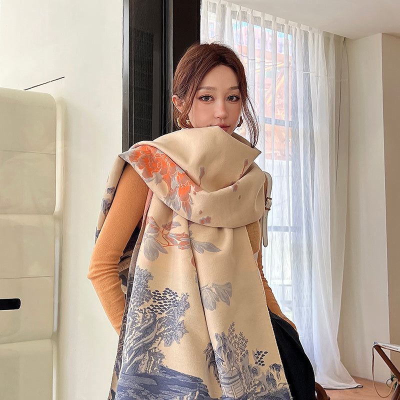 Women's Chinese Style Thickened Air-conditioned Room Shawl Neck Protection Scarfs