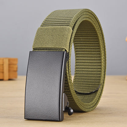 Men's Iron Automatic Buckle Nylon Waistband Outdoor Belts