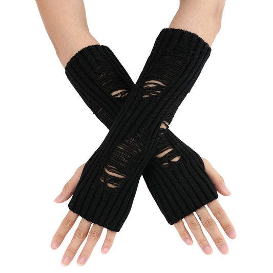 Women's Wool Mid-length Open Finger Warm Fashion Trendy Gloves