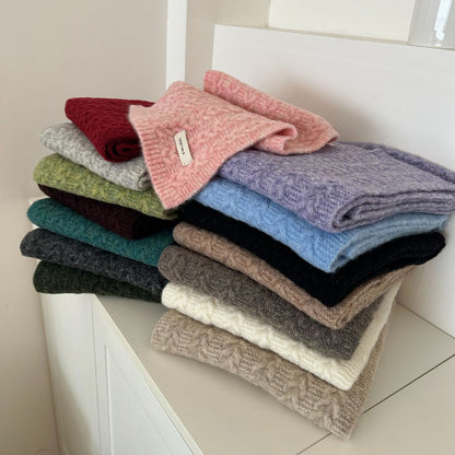 Women's & Men's Plain Clip Flower Knitted Pure Color Scarfs