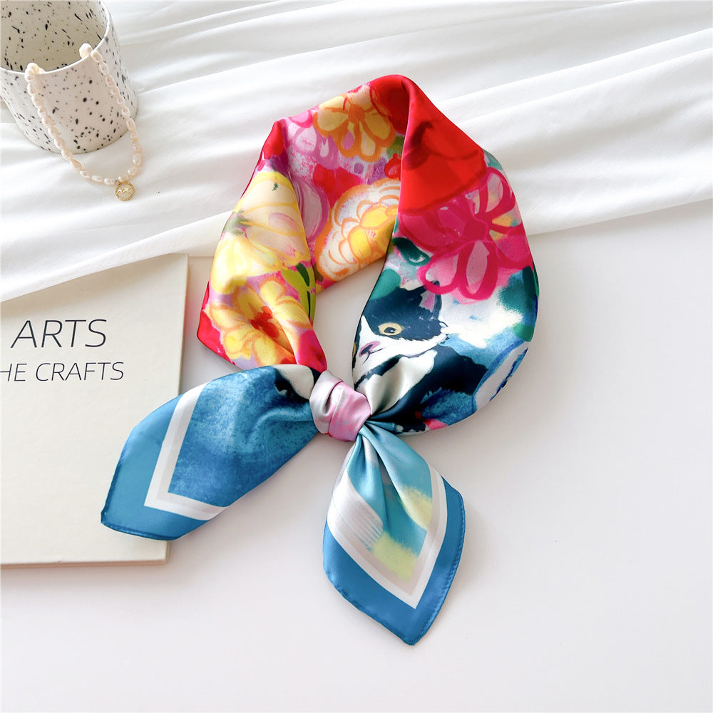 Women's Silk Autumn Summer Decorative Thin Fashionable Scarfs