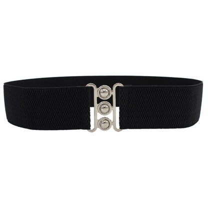 Women's Elastic Pair Of Buckles Dress Decorative Belts