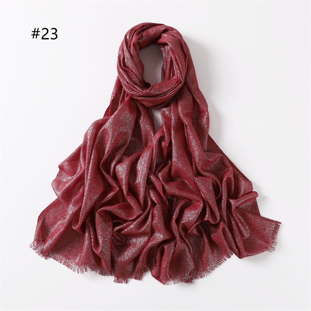 Women's Color Soft Thin Golden Sier Cord Scarfs