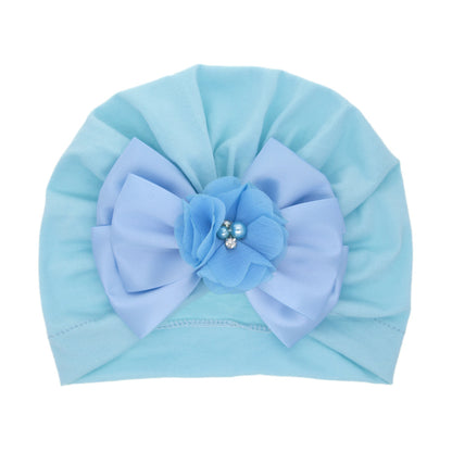 Children's Knitted Hat Solid Color Multilayer Bow Male Female Kids' Headwear