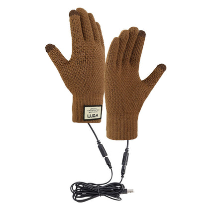 Men's Charging Heating Touch Screen Wool Fleece-lined Thickened Gloves