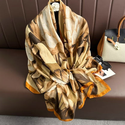 Broadcast Korean Style Printed Cotton Linen Classic Scarfs