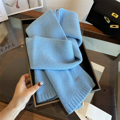 Women's & Men's Pure Wool Winter Solid Color Small Scarfs