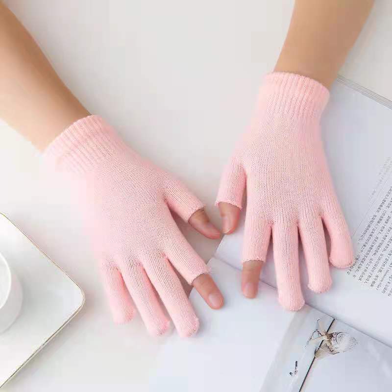 Exposed Two Finger Female Writing Warm Half Touch Gloves