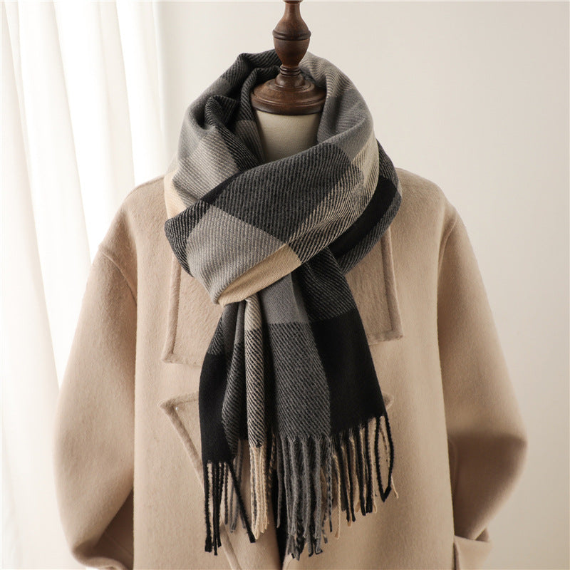 Style Plaid Winter Male Female Thickened Scarfs