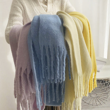 Fluffy Idle Style Solid Color Large Scarfs