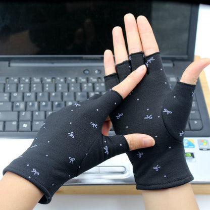 Thermal Half Finger Exposed Two Touch Screen Ladies Writing Gloves