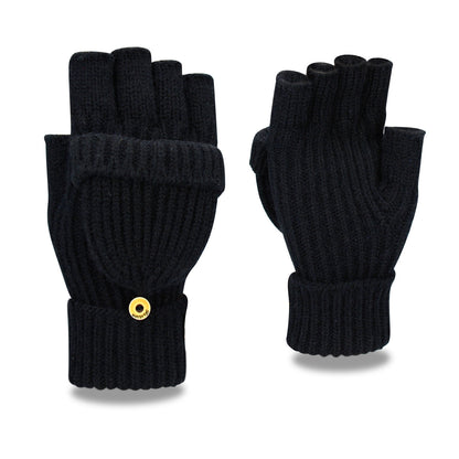 Women's & Men's Winter Half Finger Flip Knitted Thickened Warm Wool Gloves