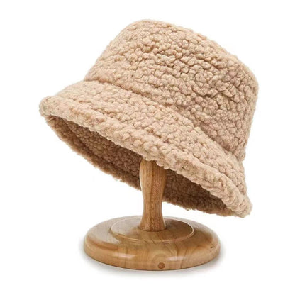 Women's Pure Color Lamb Wool Korean Fashion Thick Hats & Caps