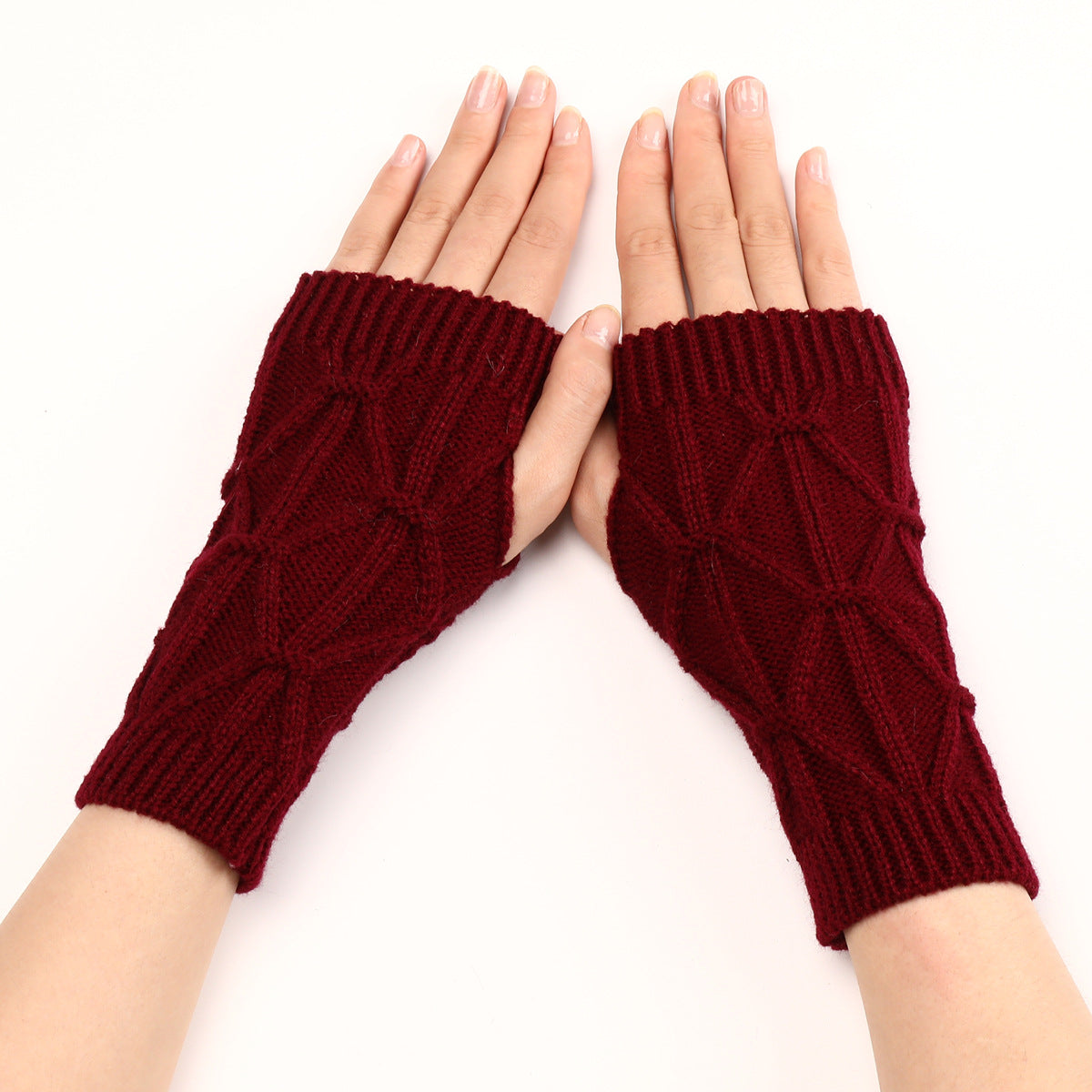 Women's & Men's Rhombus Short Fashion Knitted Wool Keep Gloves