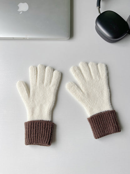 Women's Knitted Knitting Wool Warm Touch Screen Leakage Gloves