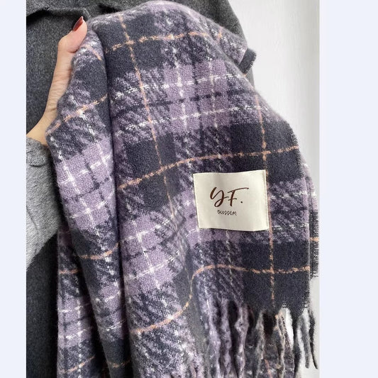 Women's Plaid Winter High-grade Korean Warm Talma Scarfs