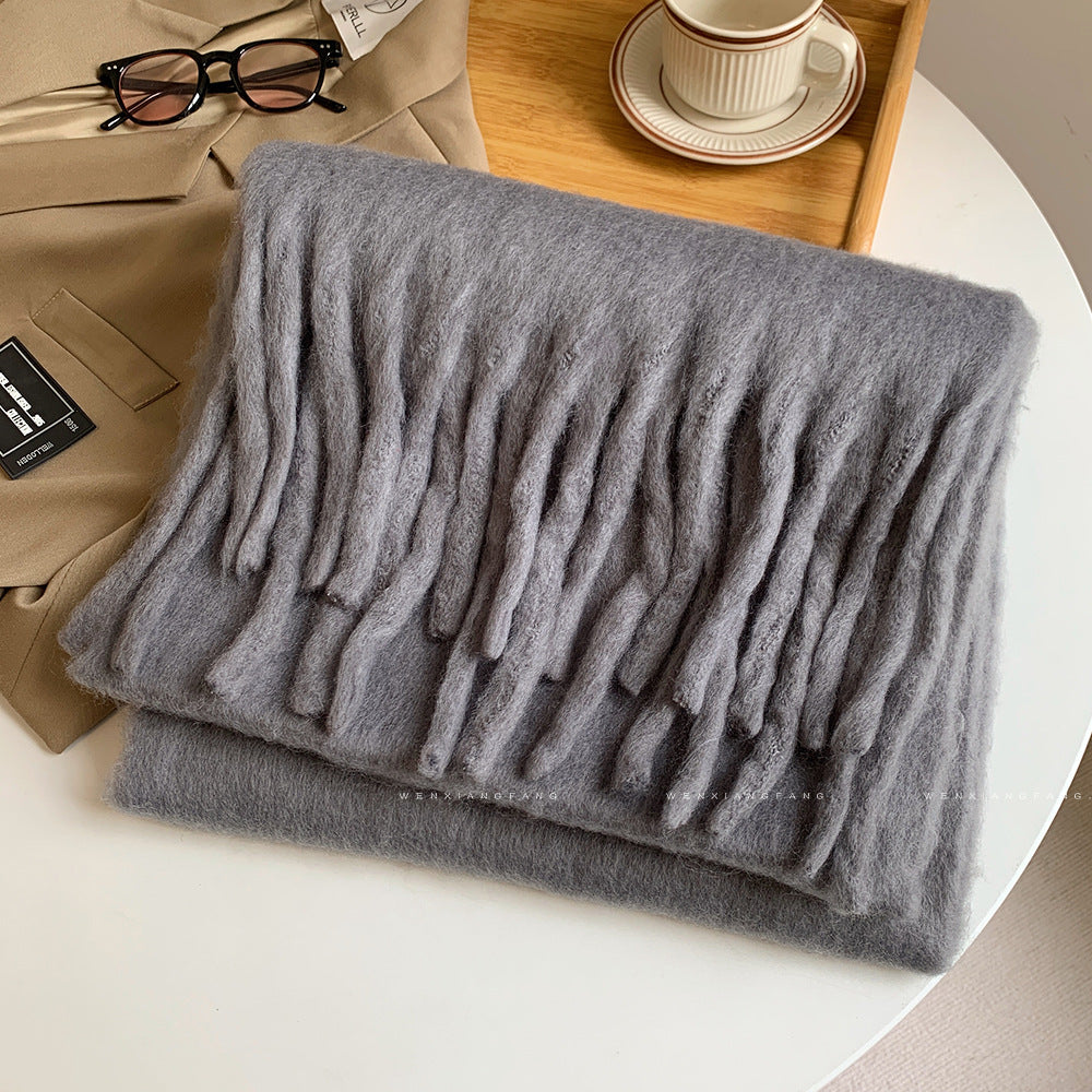 Pure Color Thickened Winter Korean Style Scarfs