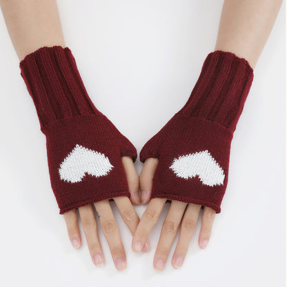 Women's Fashionable Knitted Wool Keep Warm Half Finger Gloves