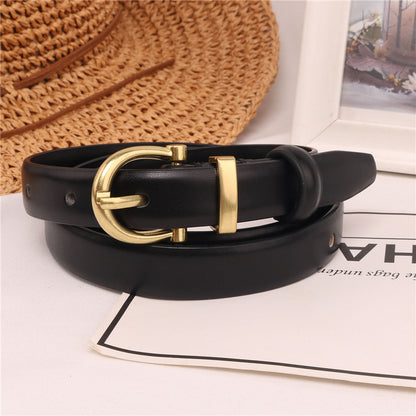 Women's Leather Fashionable Small Thin Female Brown Belts