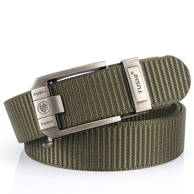 Toothless Automatic Buckle Woven Thick Nylon Canvas Belts