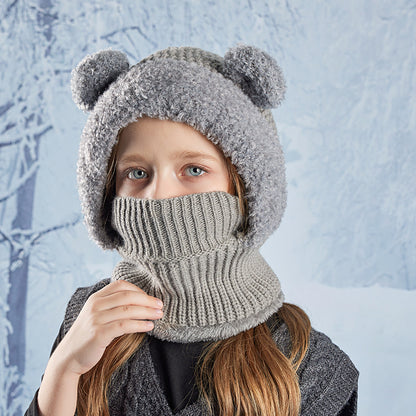 Children's Bear Mask Integrated With Winter Outdoor Kids' Headwear