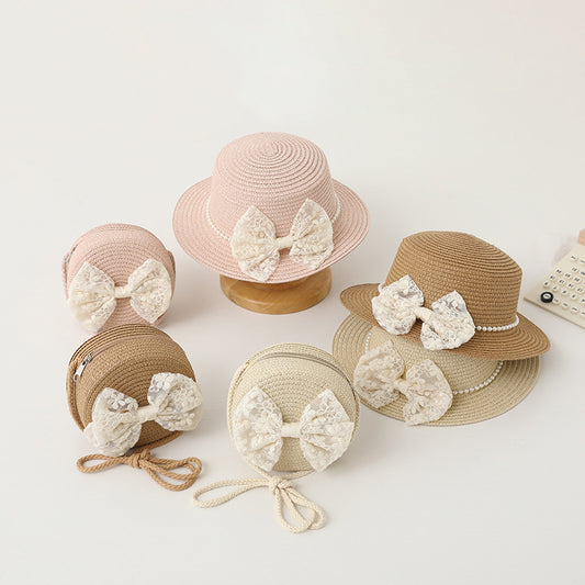 Children's Sun Hat Summer Straw Bag Set Kids' Headwear