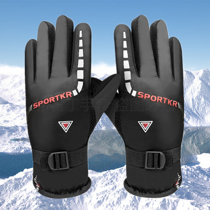 Men's Warm Cycling Skiing Fleece-lined Thickening Print Gloves