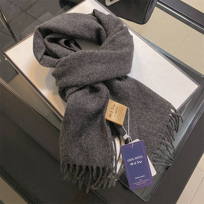 Wool Clip Flower Solid Color Female Winter Scarfs