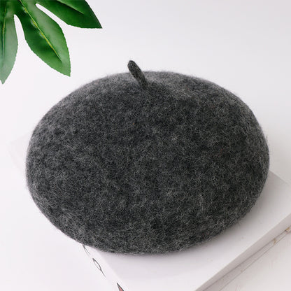 Mob Beret Woolen Solid Color Simple Adult Kids' Headwear