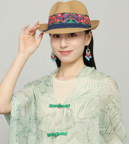 Women's Ethnic Style Big Brim Straw Hat Sun Protection Hats & Caps